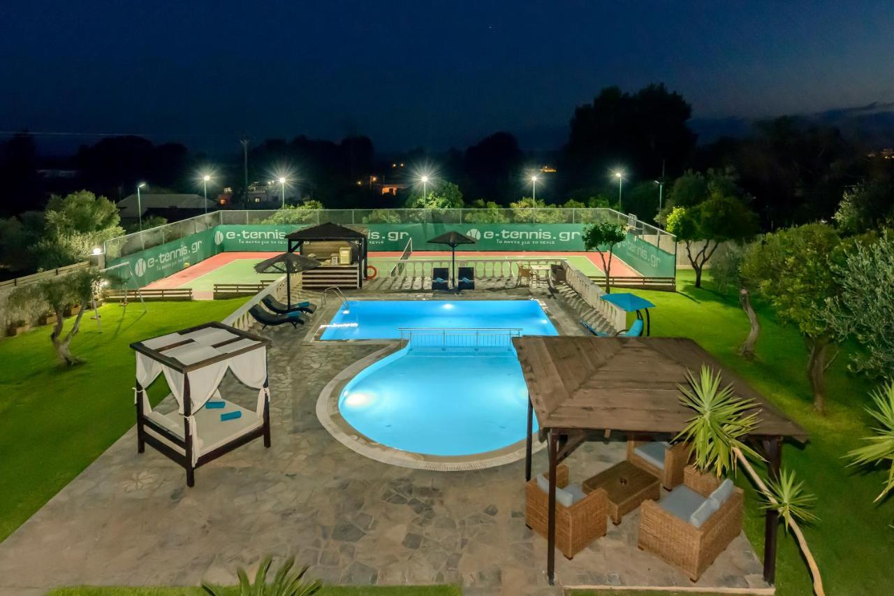 Villa Maxim With Private Pool & Tennis Court Halikounas Exterior foto